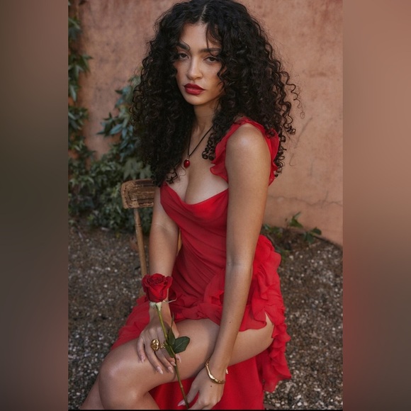 HOUSE OF CB 'Ariela' Cherry Ruffle Maxi Dress - Picture 1 of 4